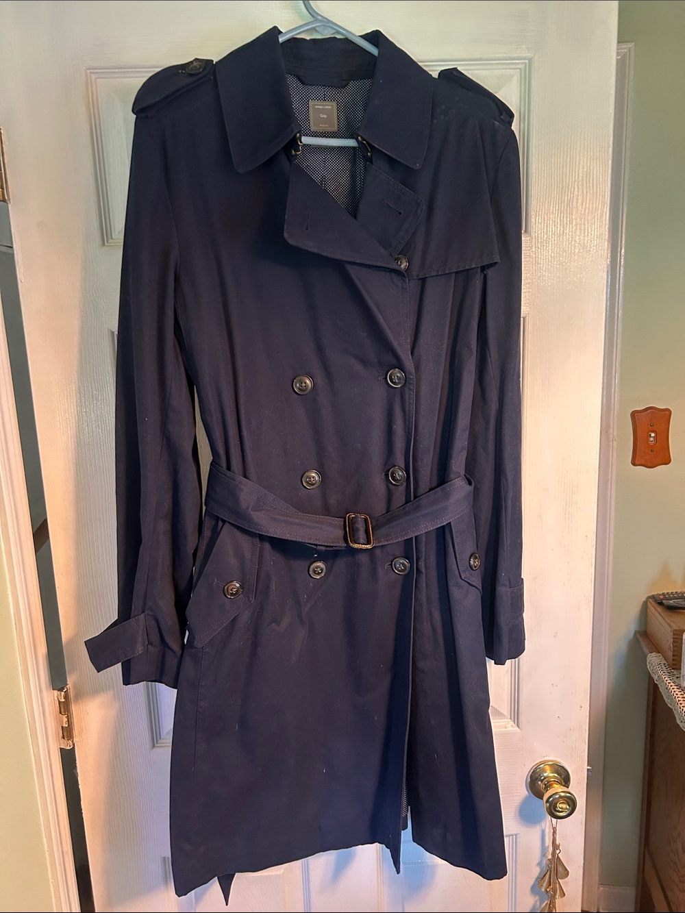 GAP Navy Double-Breasted Trench Coat with Belt